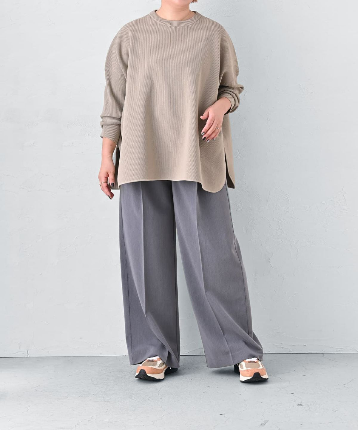 着用イメージ 163cm ベージュ