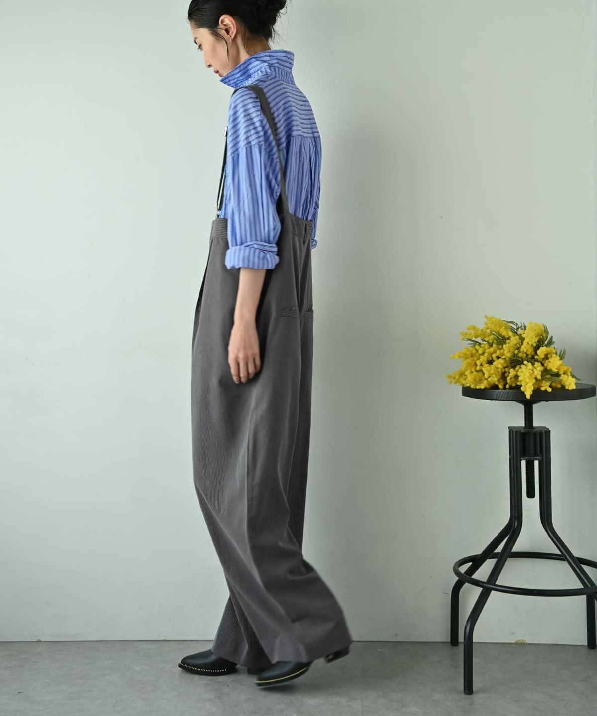 着用イメージ 175cm ブルー×ネイビー