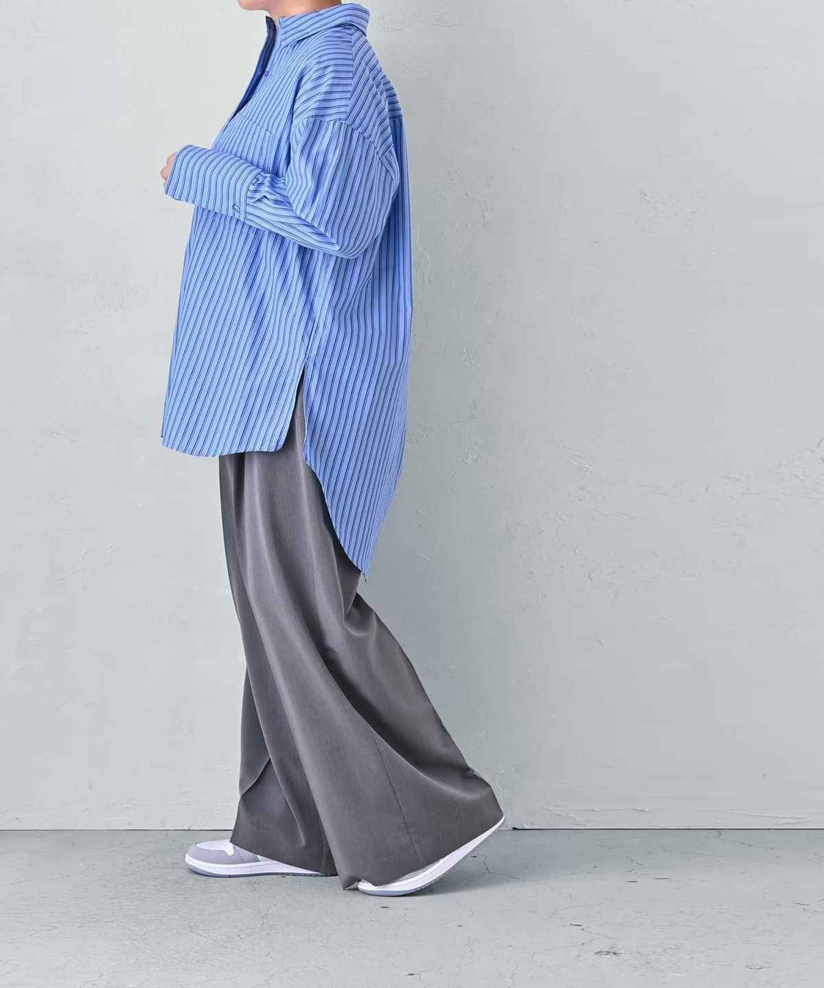 着用イメージ 163cm ブルー×ネイビー