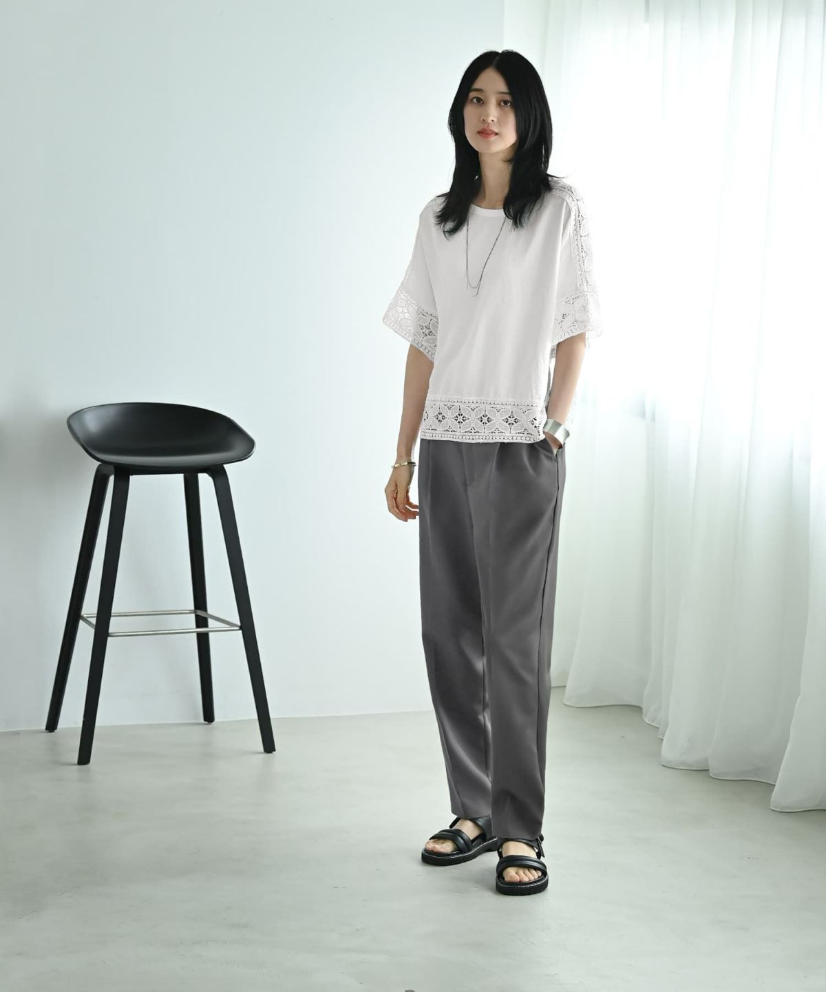 着用イメージ 170cm グレー