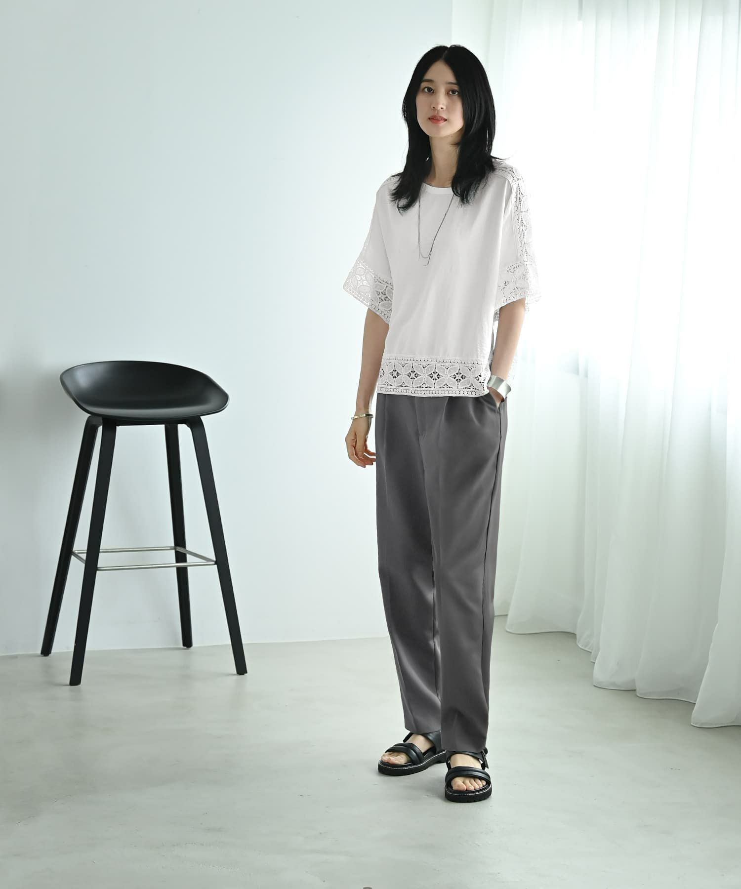 着用イメージ 170cm グレー