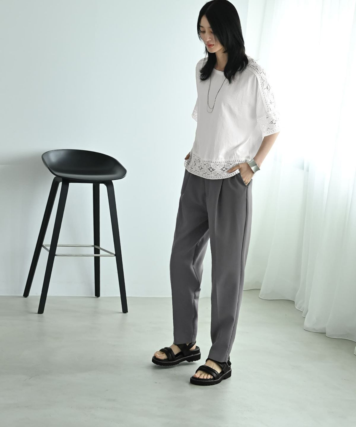 着用イメージ 170cm グレー