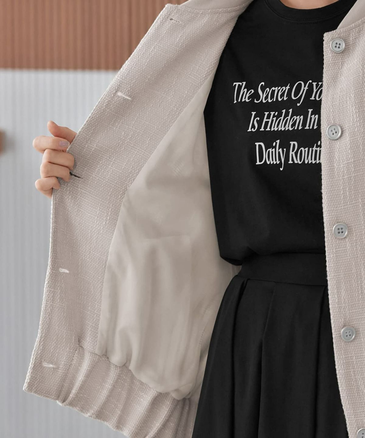 着用イメージ 166cm プラチナミックス