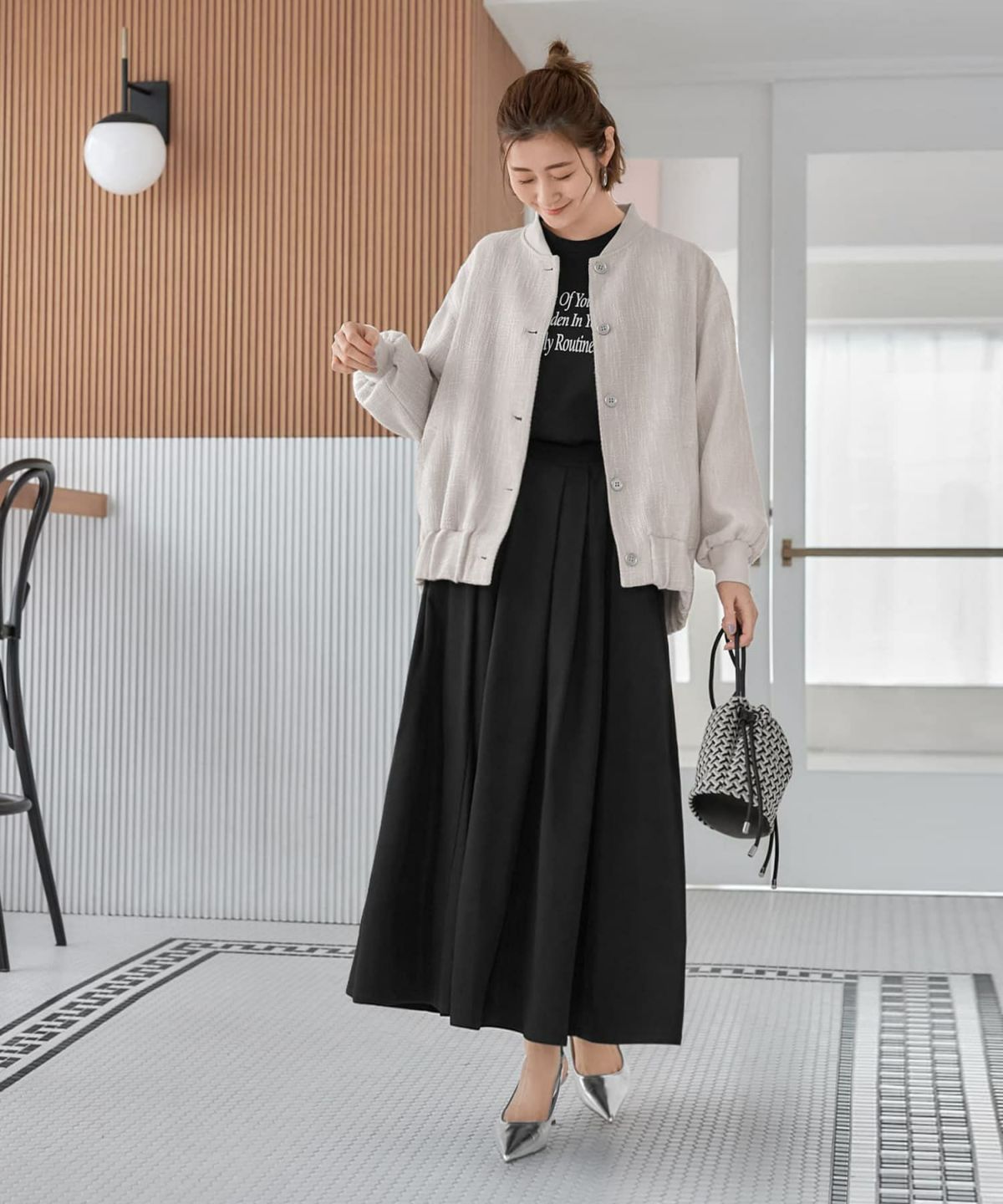 着用イメージ 166cm プラチナミックス