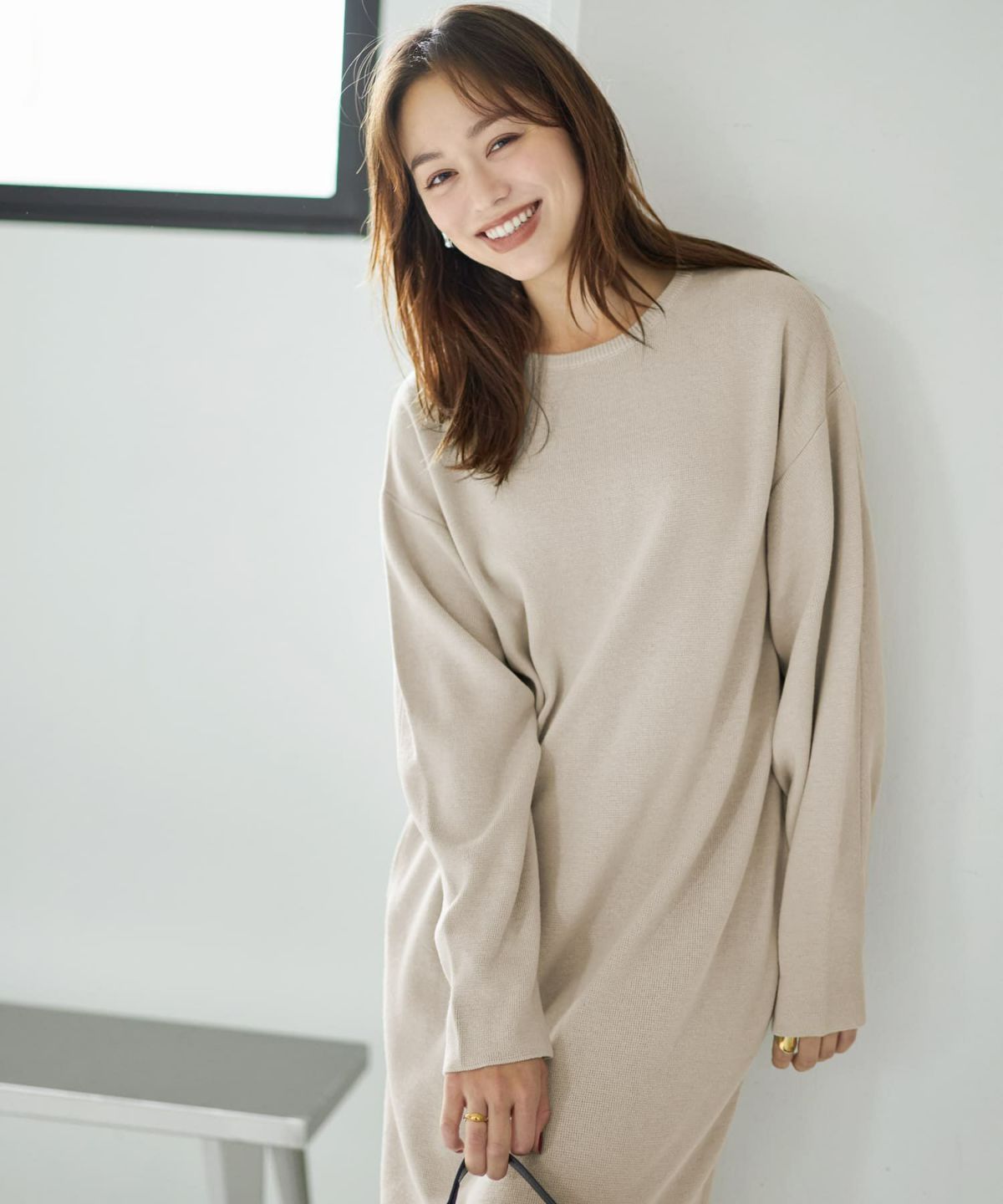 着用イメージ 167cm ライトグレージュ 02サイズ