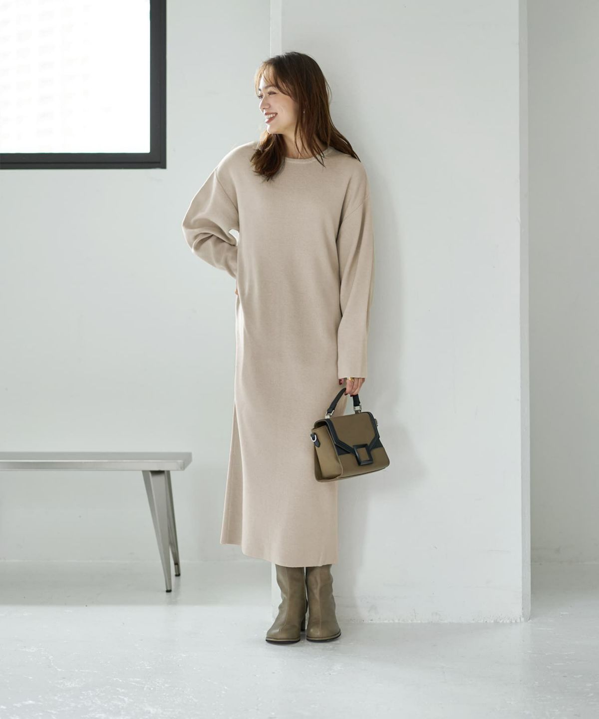 着用イメージ 167cm ライトグレージュ 02サイズ