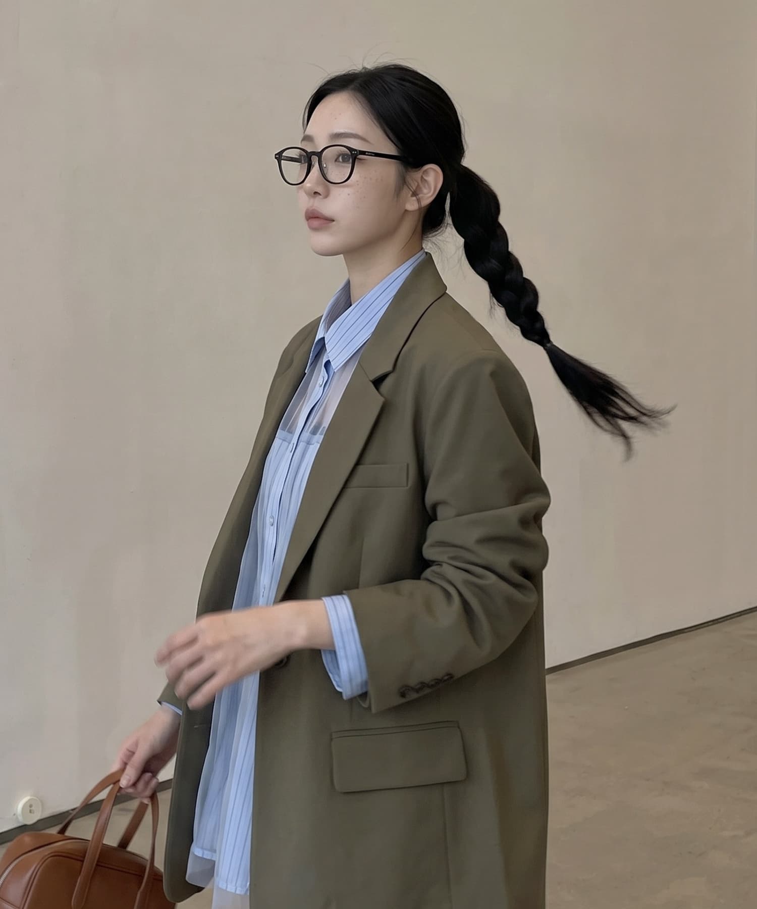 着用イメージ 175cm カーキ