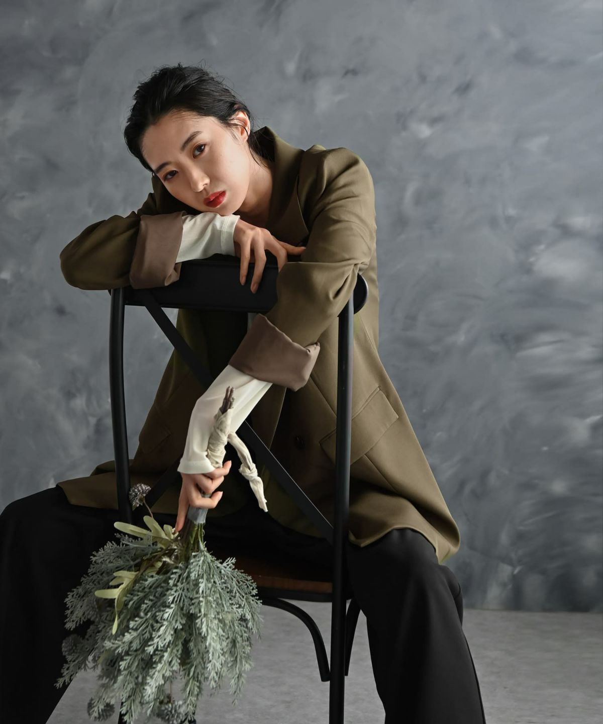 着用イメージ 175cm カーキ