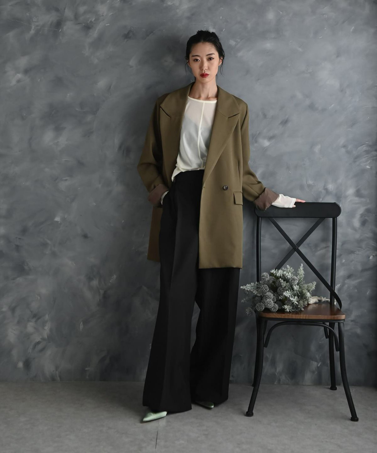 着用イメージ 175cm カーキ