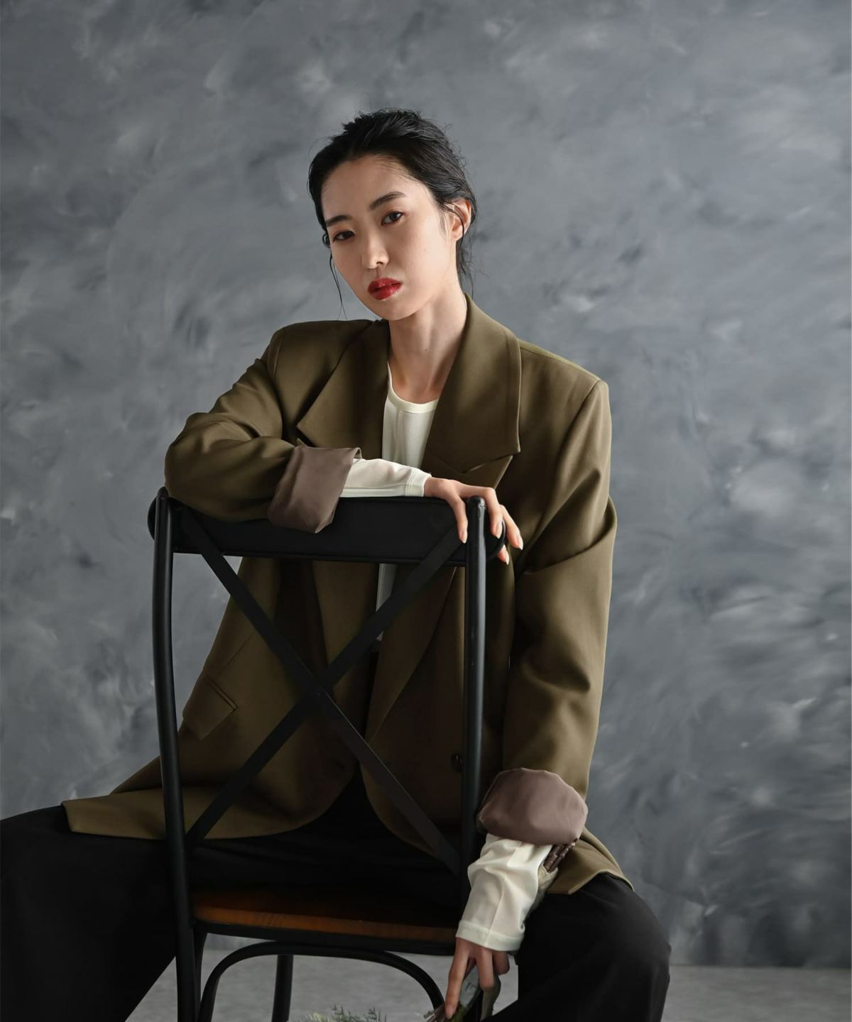 着用イメージ 175cm カーキ