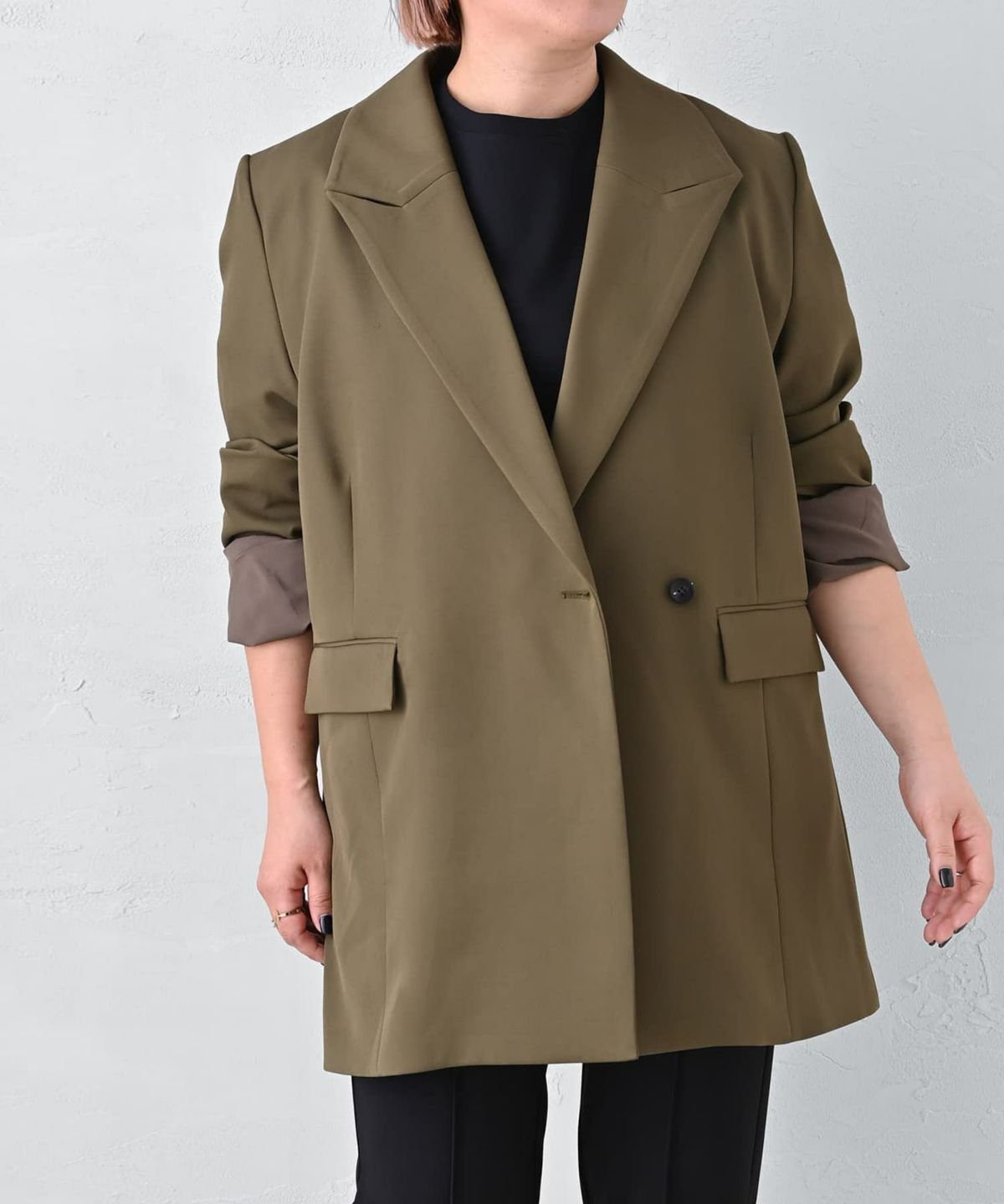 着用イメージ 163cm カーキ