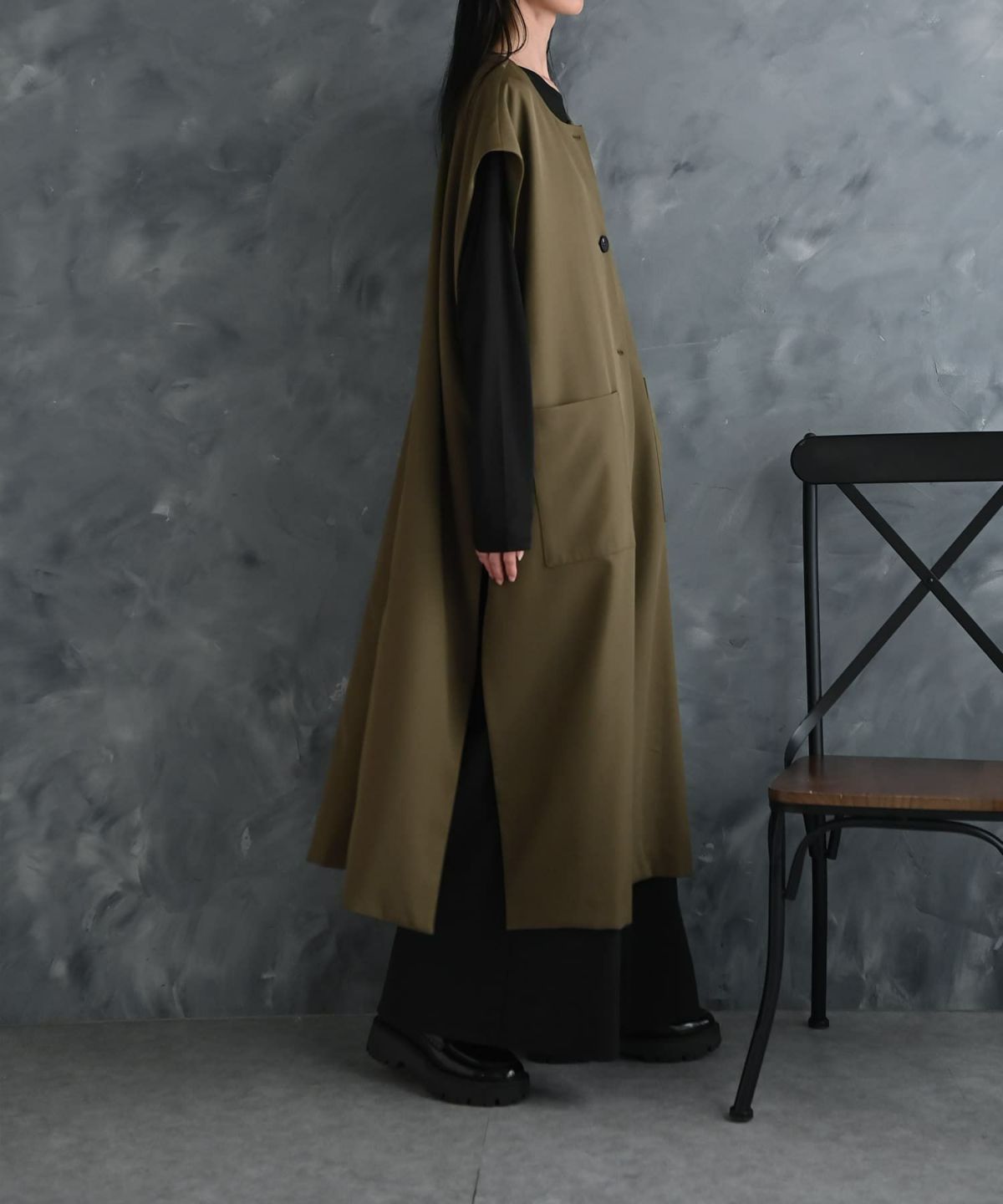 着用イメージ 175cm カーキ