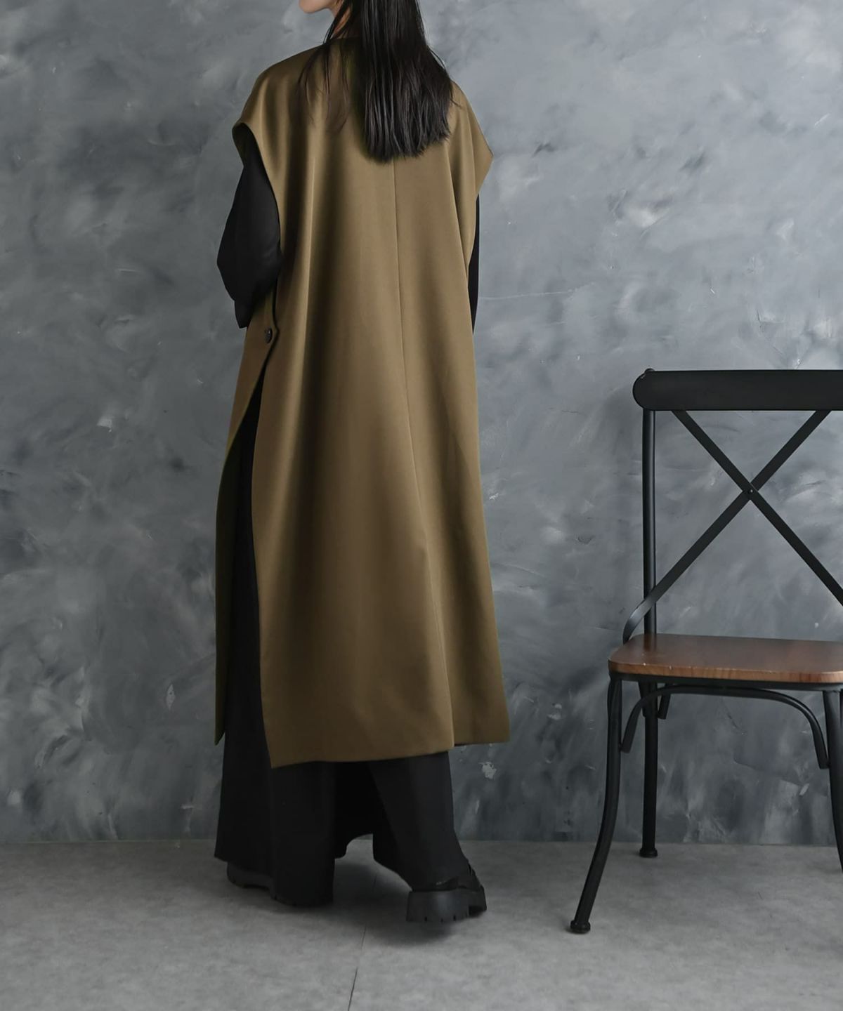 着用イメージ 175cm カーキ