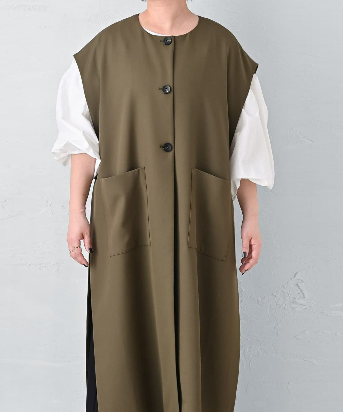 着用イメージ 163cm カーキ