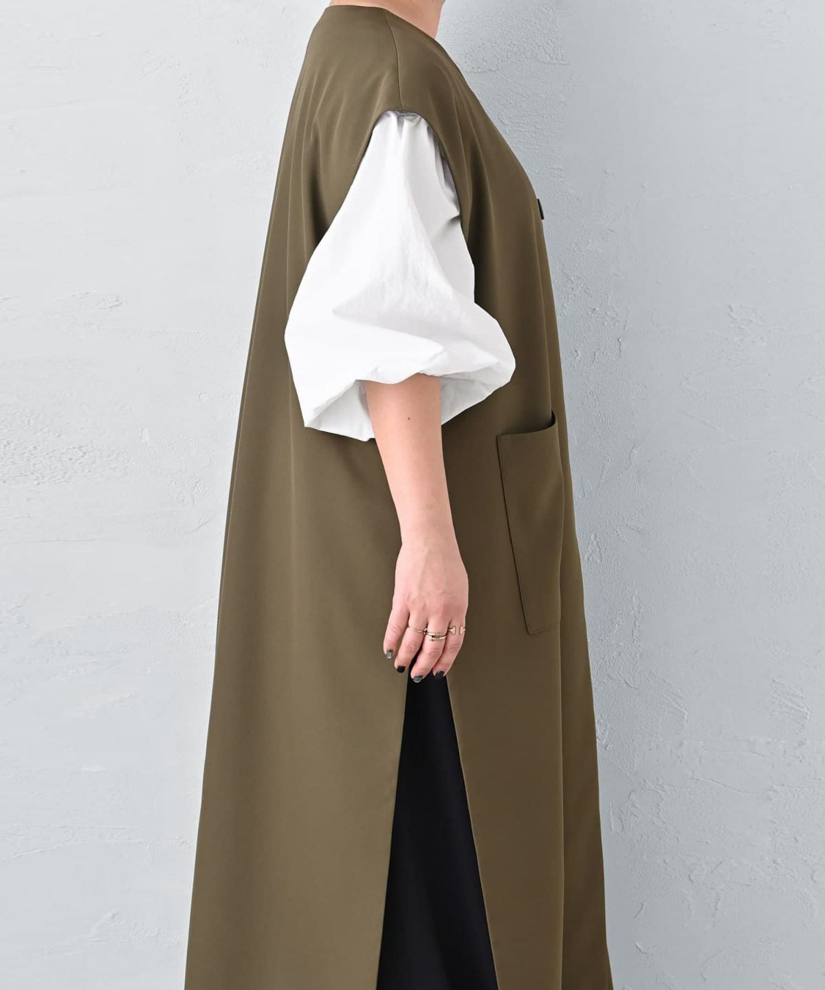 着用イメージ 163cm カーキ