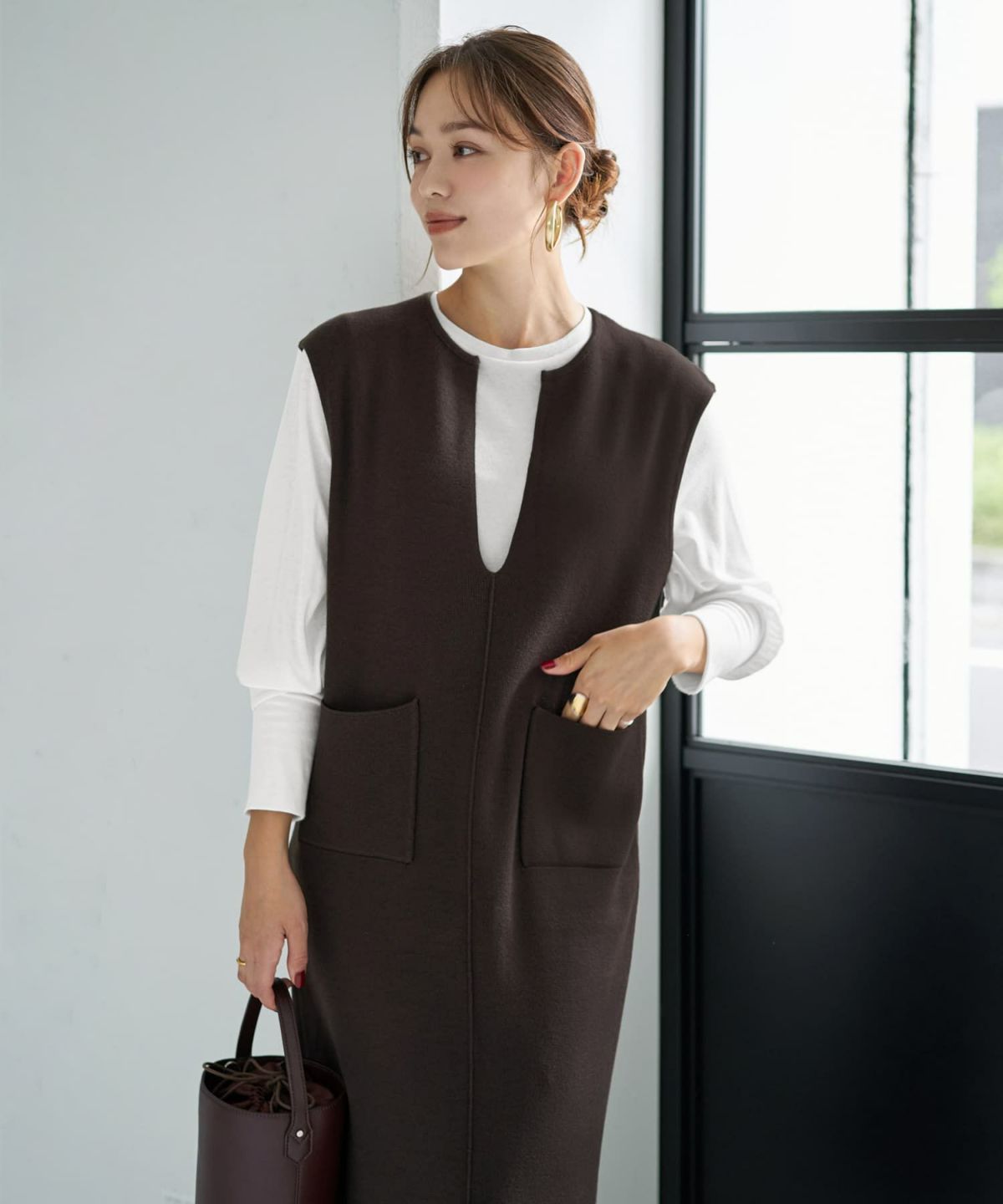 着用イメージ 167cm コーヒー 02サイズ