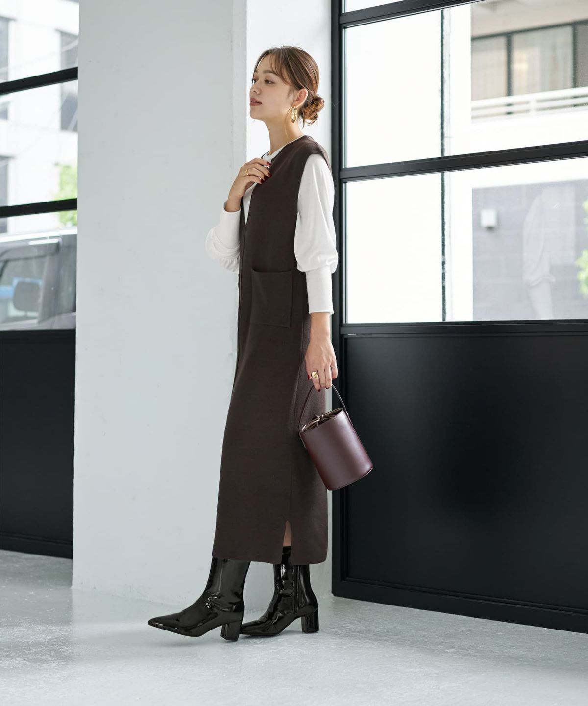 着用イメージ 167cm コーヒー 02サイズ