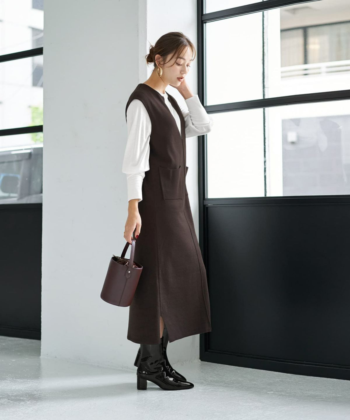 着用イメージ 167cm コーヒー 02サイズ