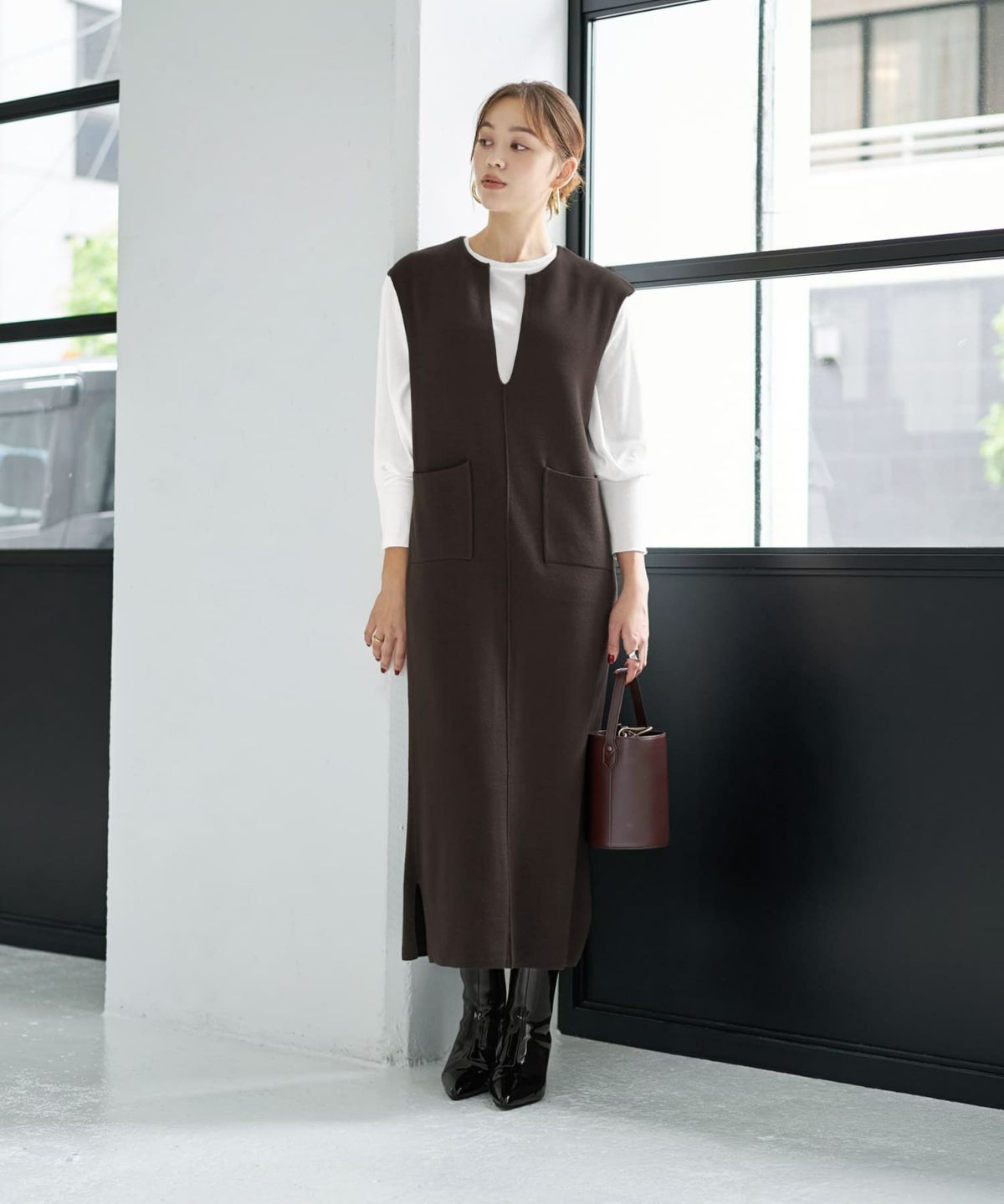 着用イメージ 167cm コーヒー 02サイズ