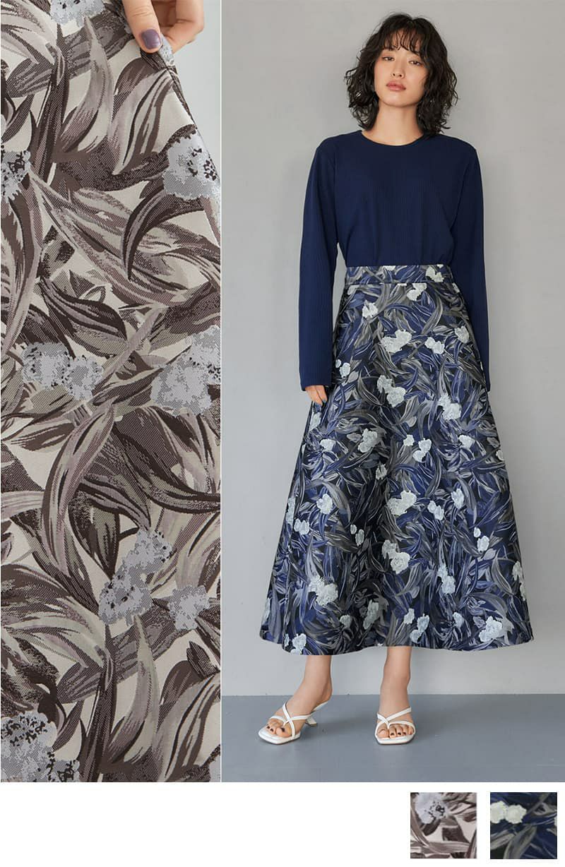 Made in JAPAN】フラワー柄ジャガード織りサキュラースカート | おしゃれな大人レディースファッション通販STYLE DELI