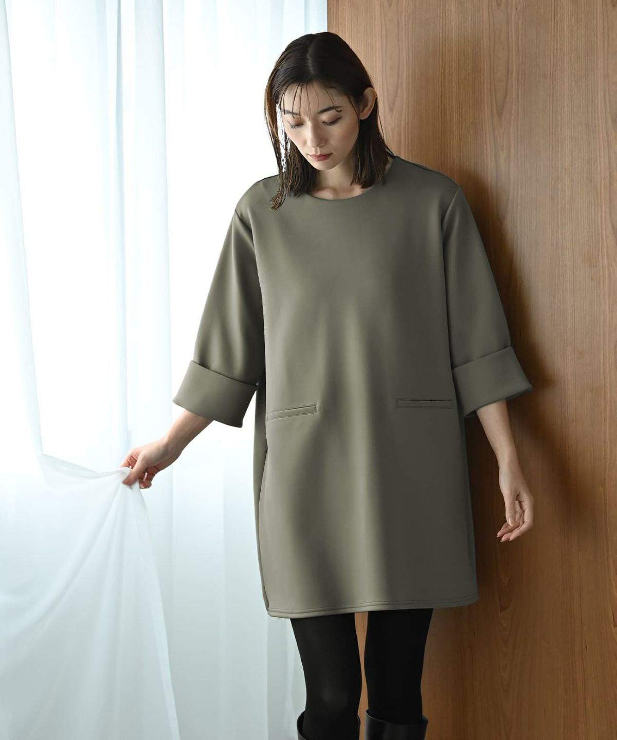着用イメージ 170cm カーキ