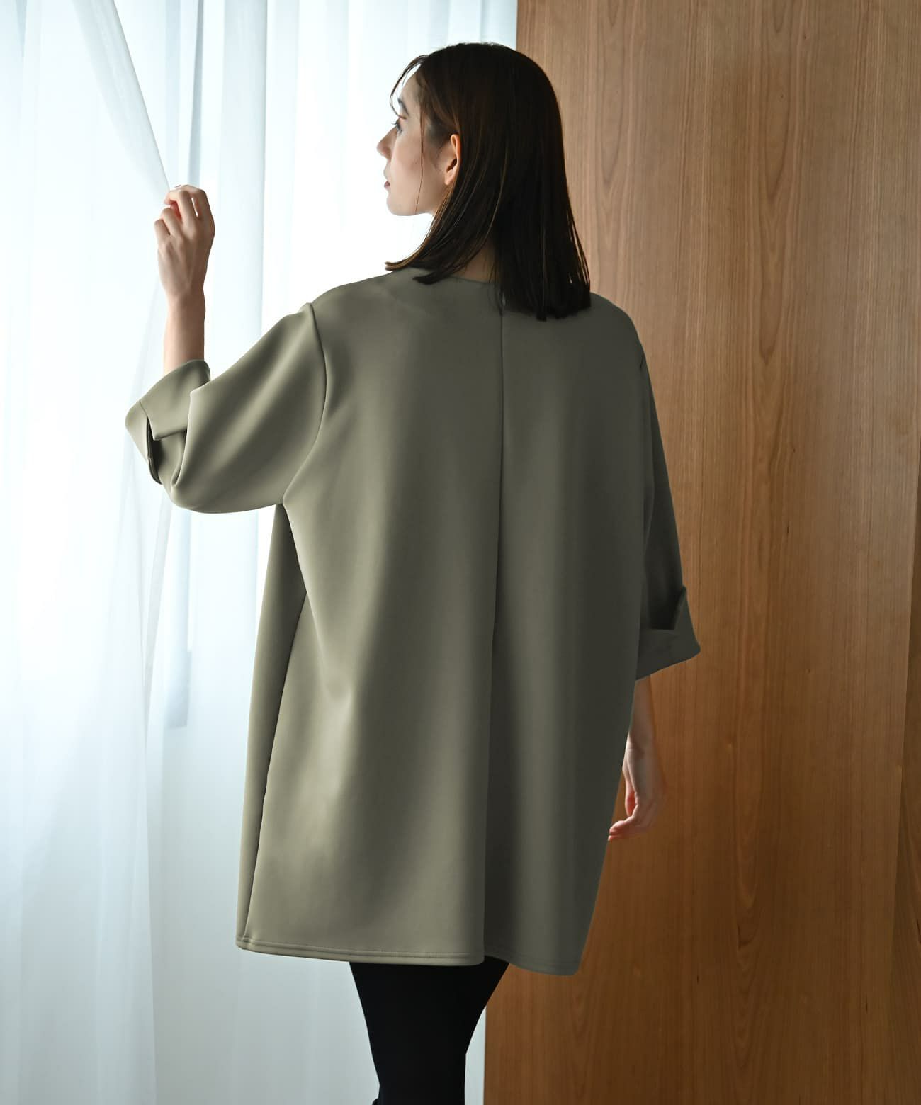 着用イメージ 170cm カーキ