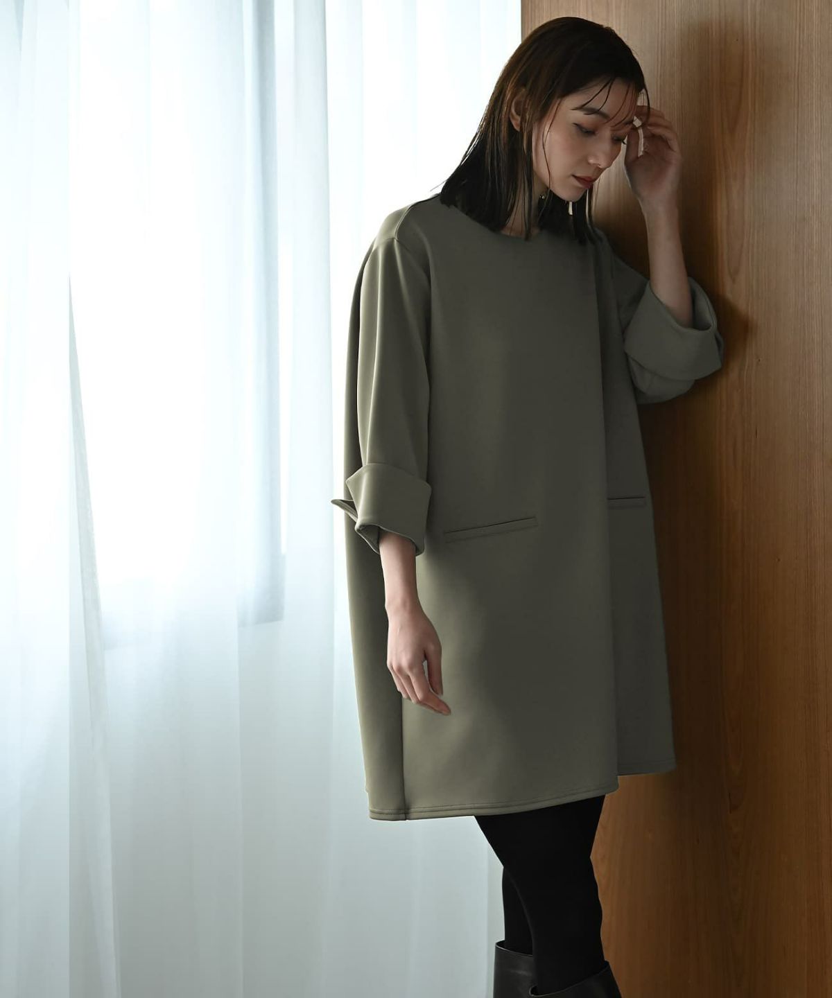 着用イメージ 170cm カーキ