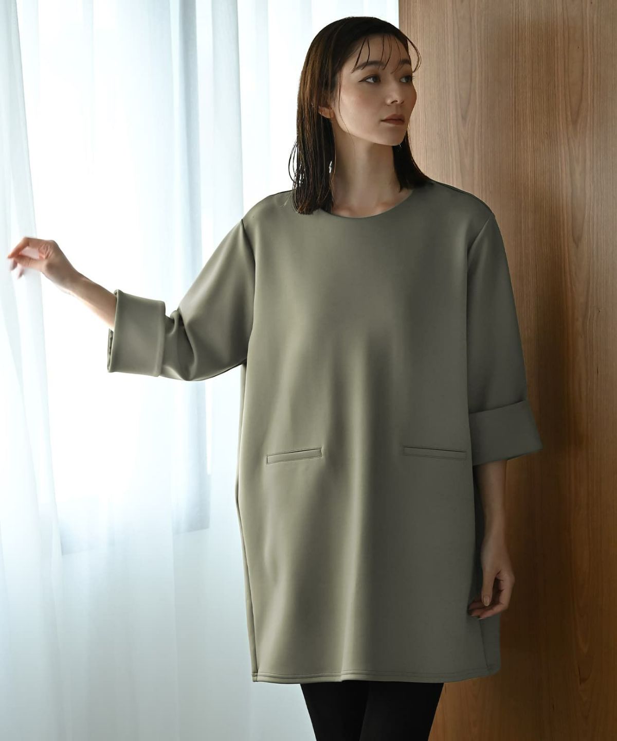 着用イメージ 170cm カーキ