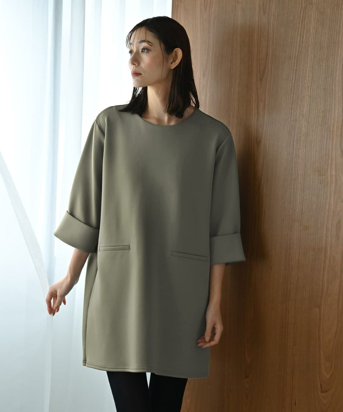 着用イメージ 170cm カーキ