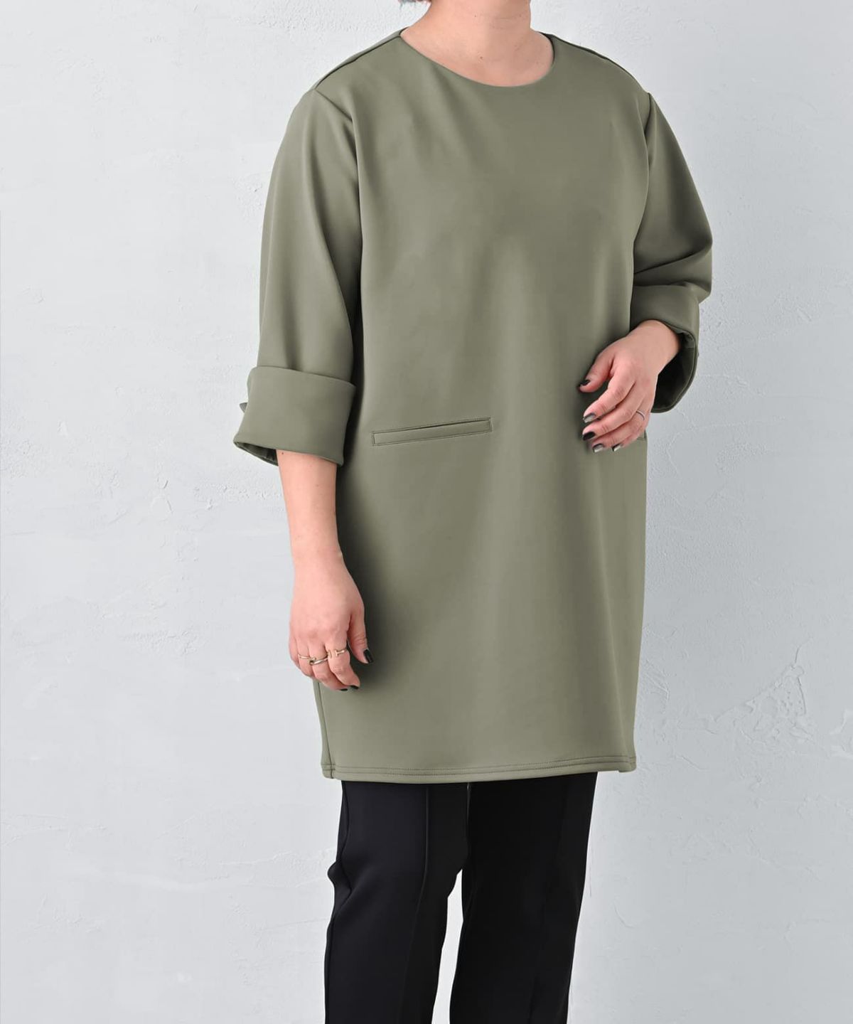 着用イメージ 163cm カーキ