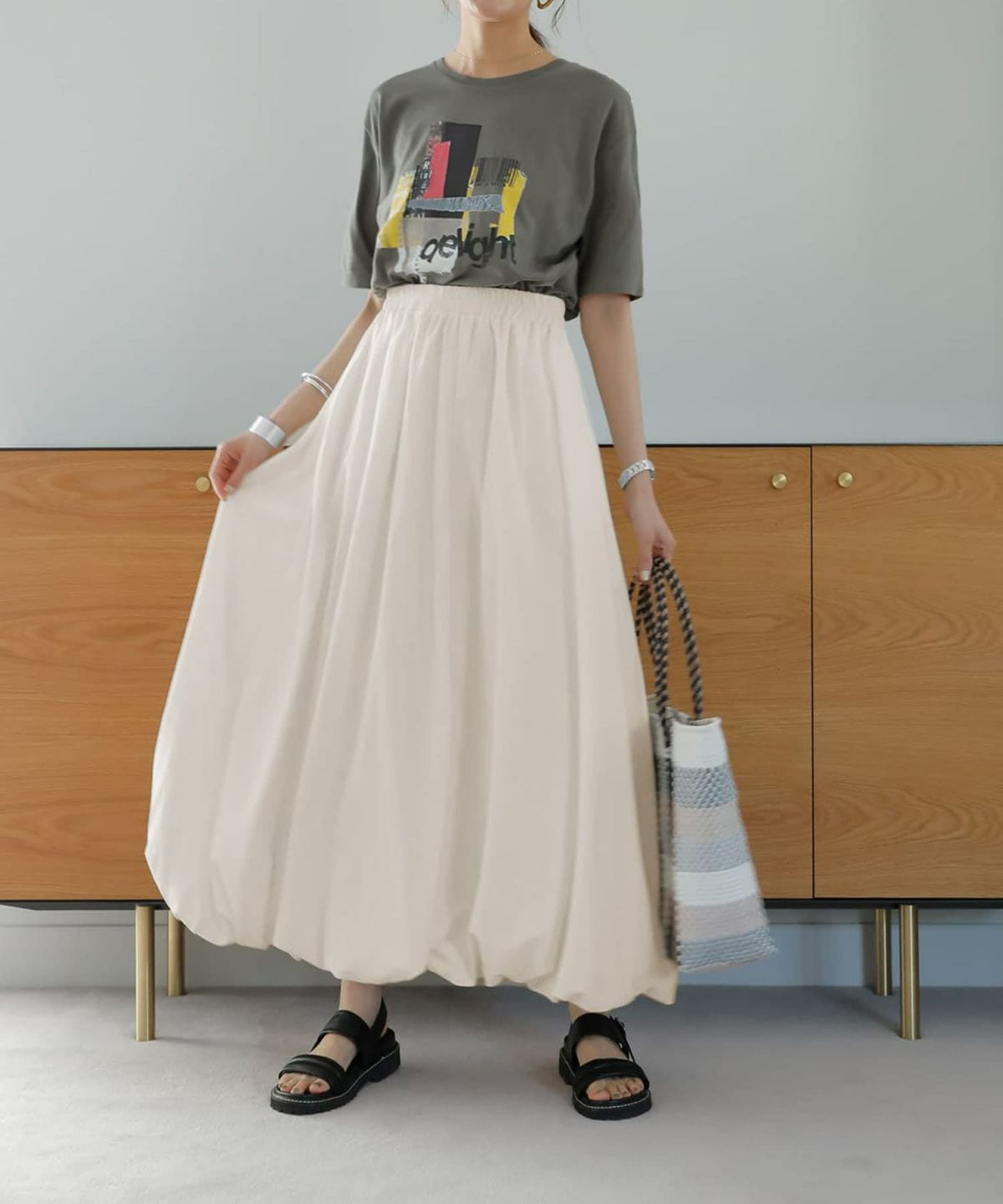 着用イメージ 167cm アイボリー