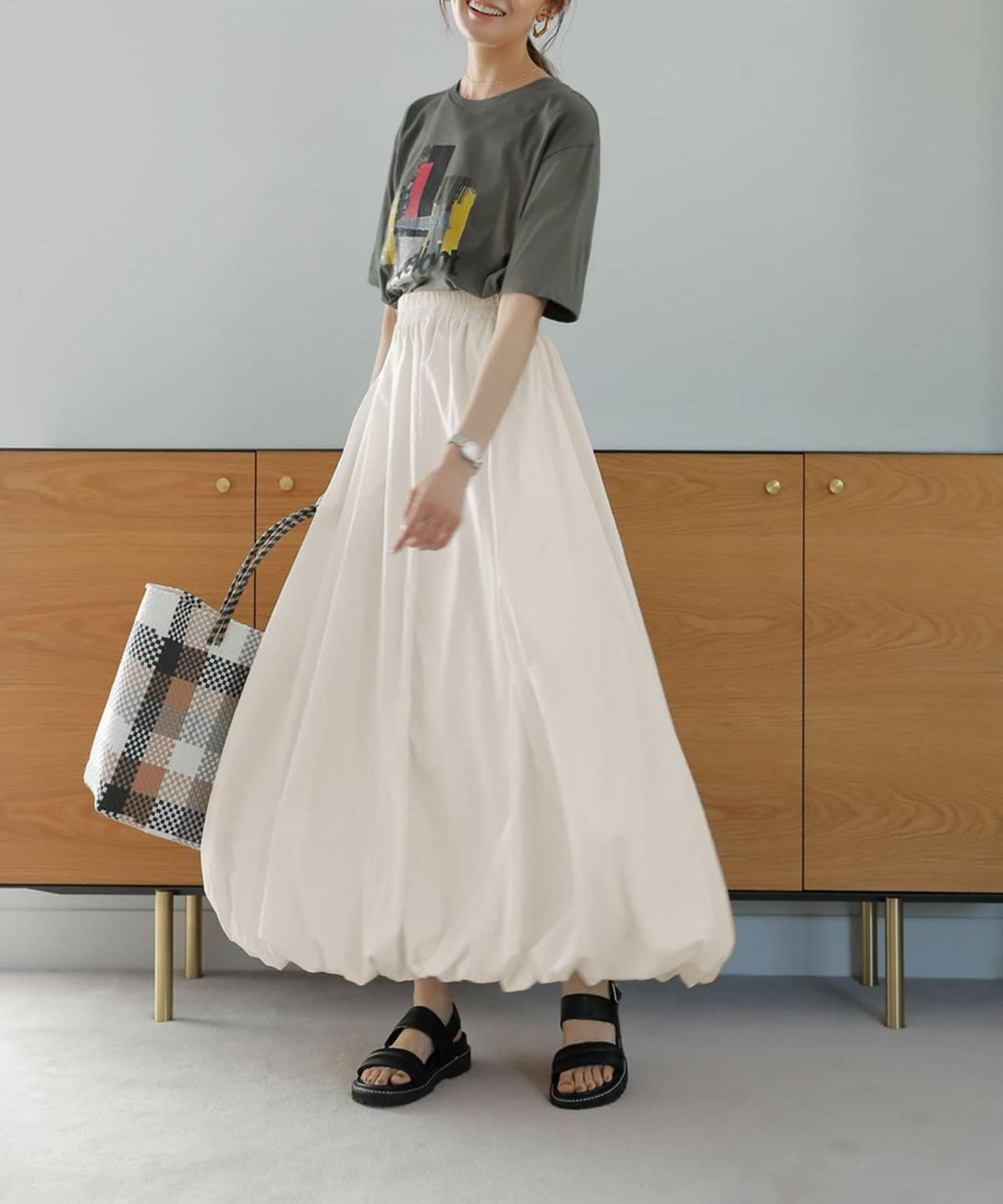 着用イメージ 167cm アイボリー