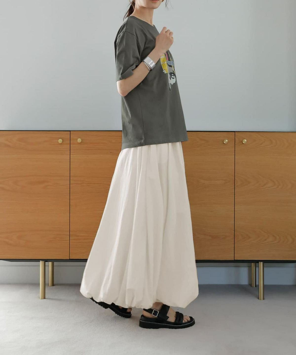 着用イメージ 167cm アイボリー