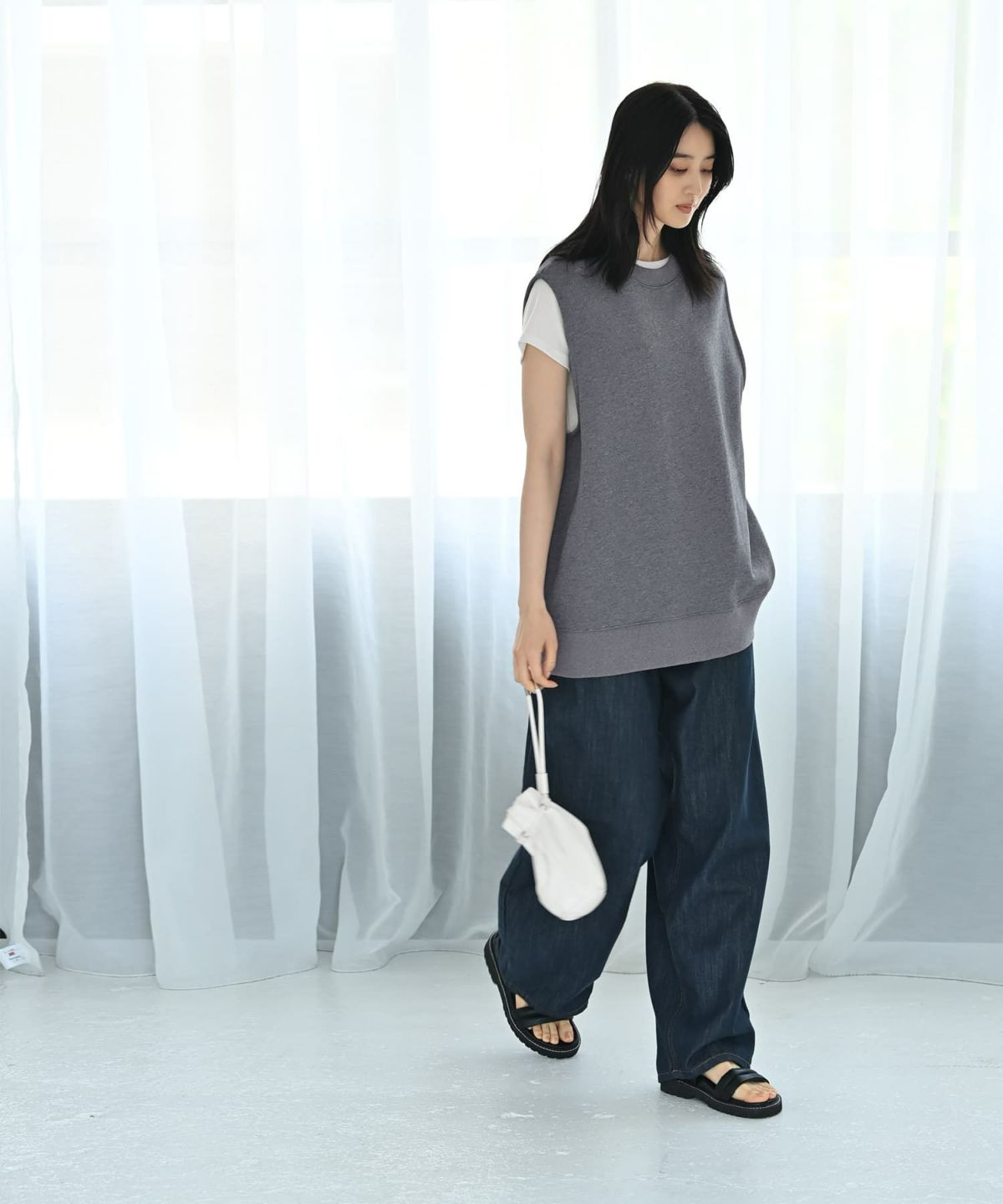 着用イメージ 170cm 杢グレー