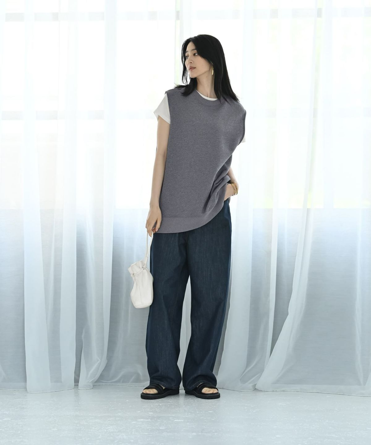 着用イメージ 170cm 杢グレー