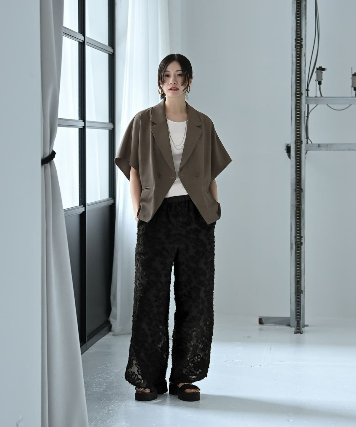 着用イメージ 170cm チャコールグレー