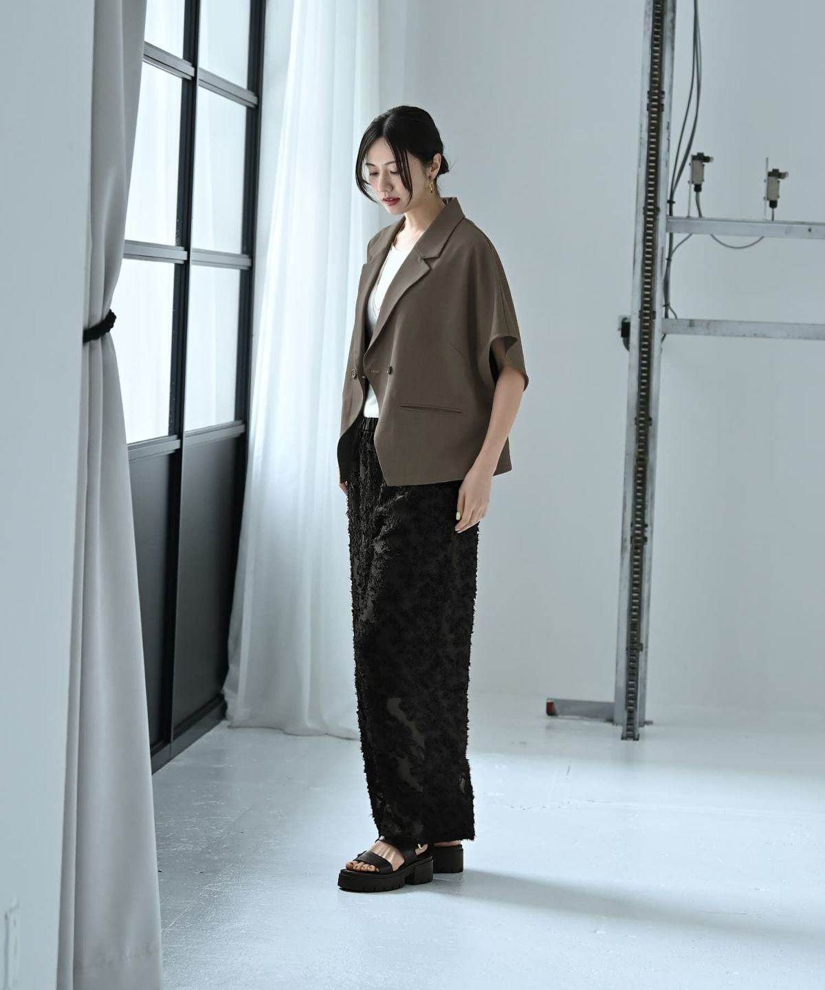 着用イメージ 170cm チャコールグレー