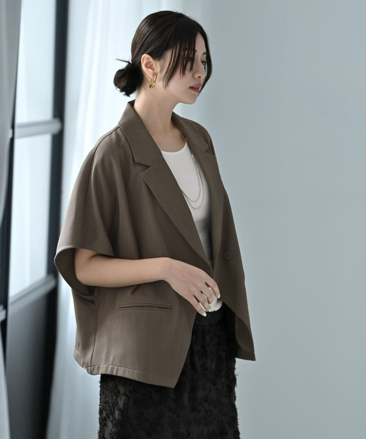 着用イメージ 170cm チャコールグレー