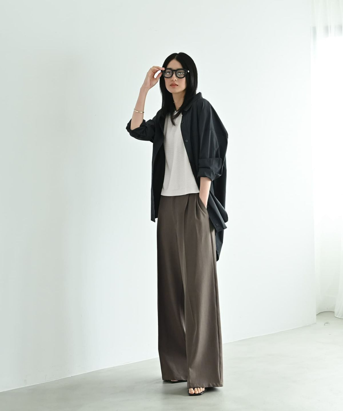 着用イメージ 170cm チャコールグレー