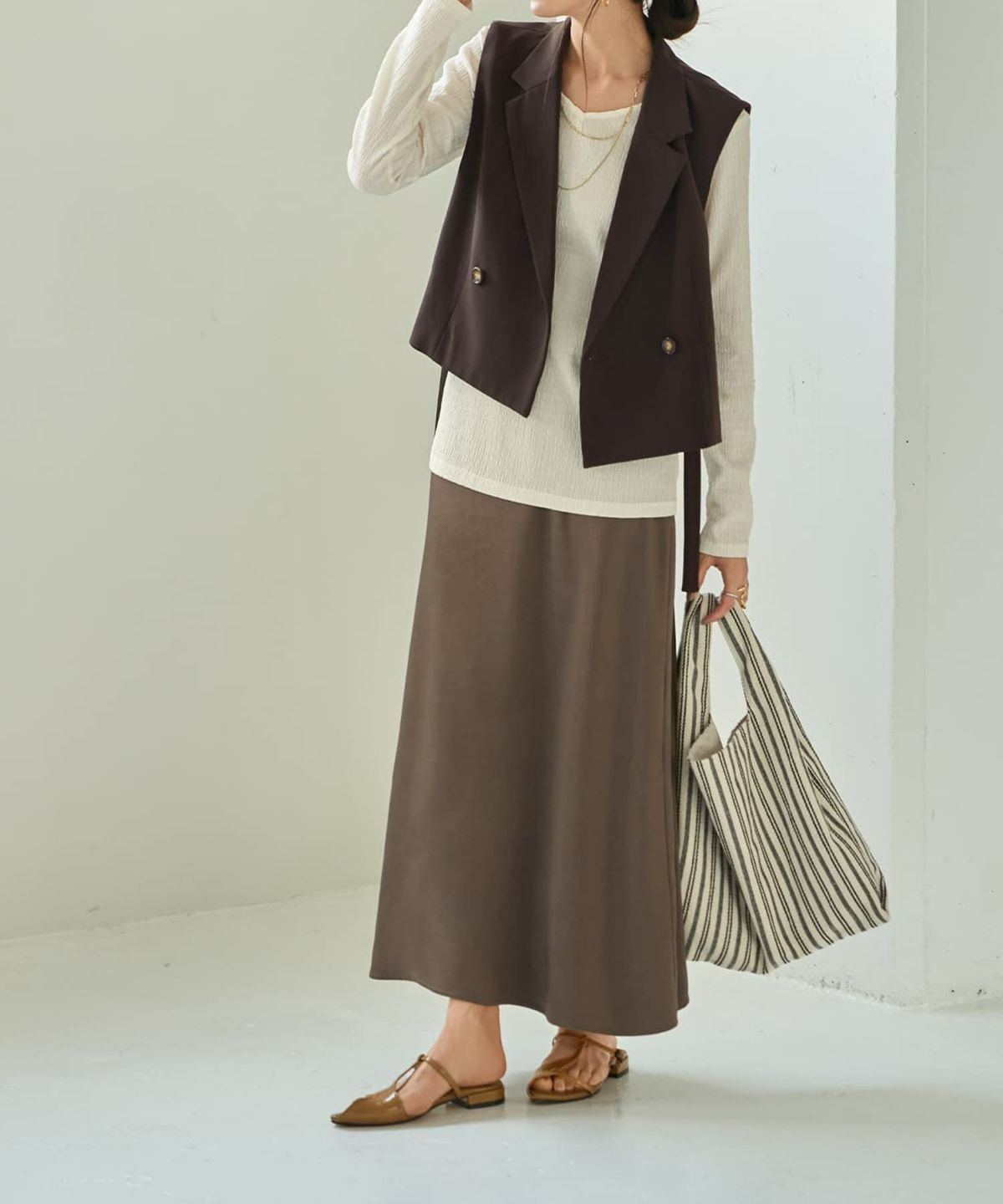 着用イメージ 165cm　コーヒー