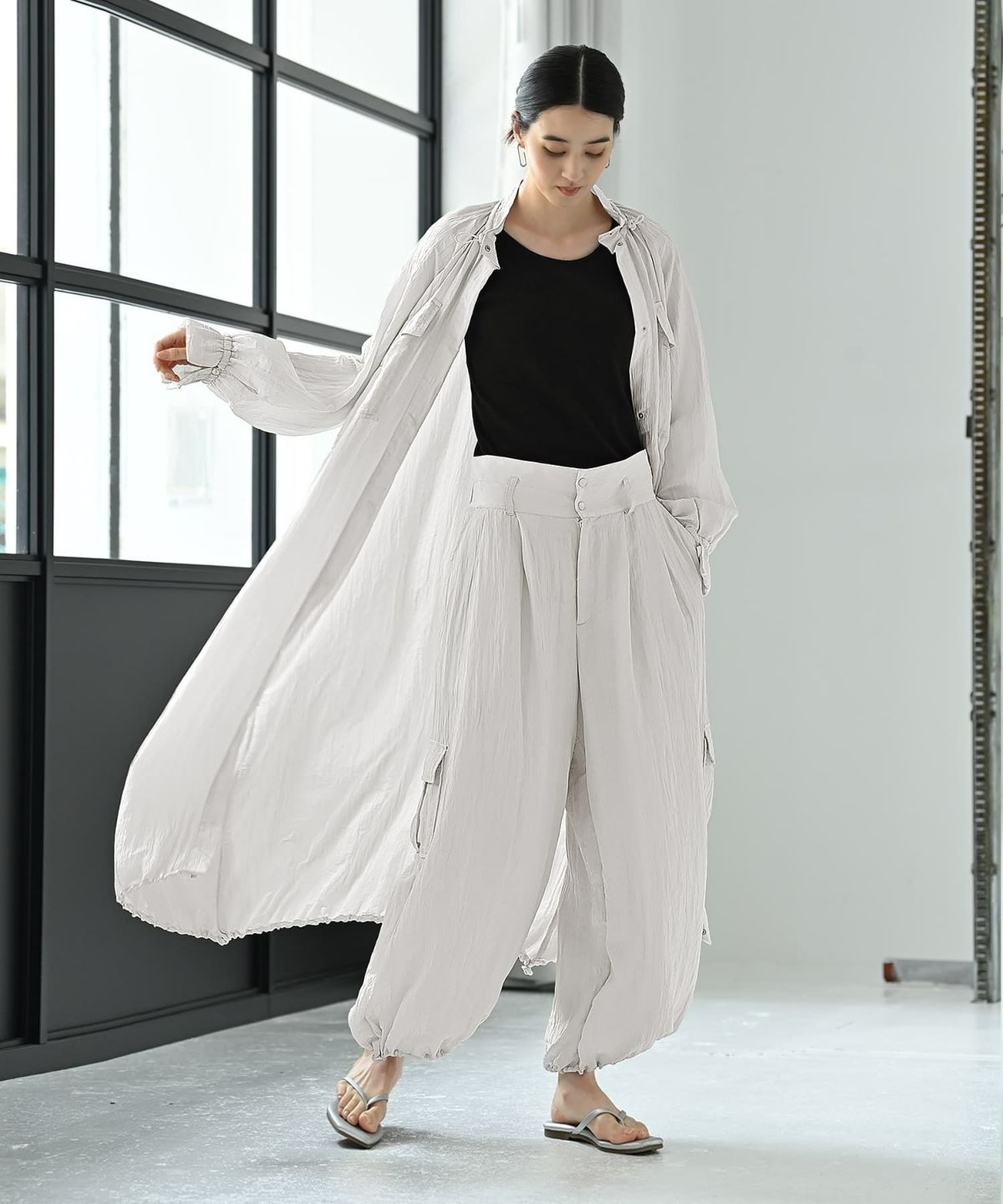 着用イメージ 170cm グレージュ