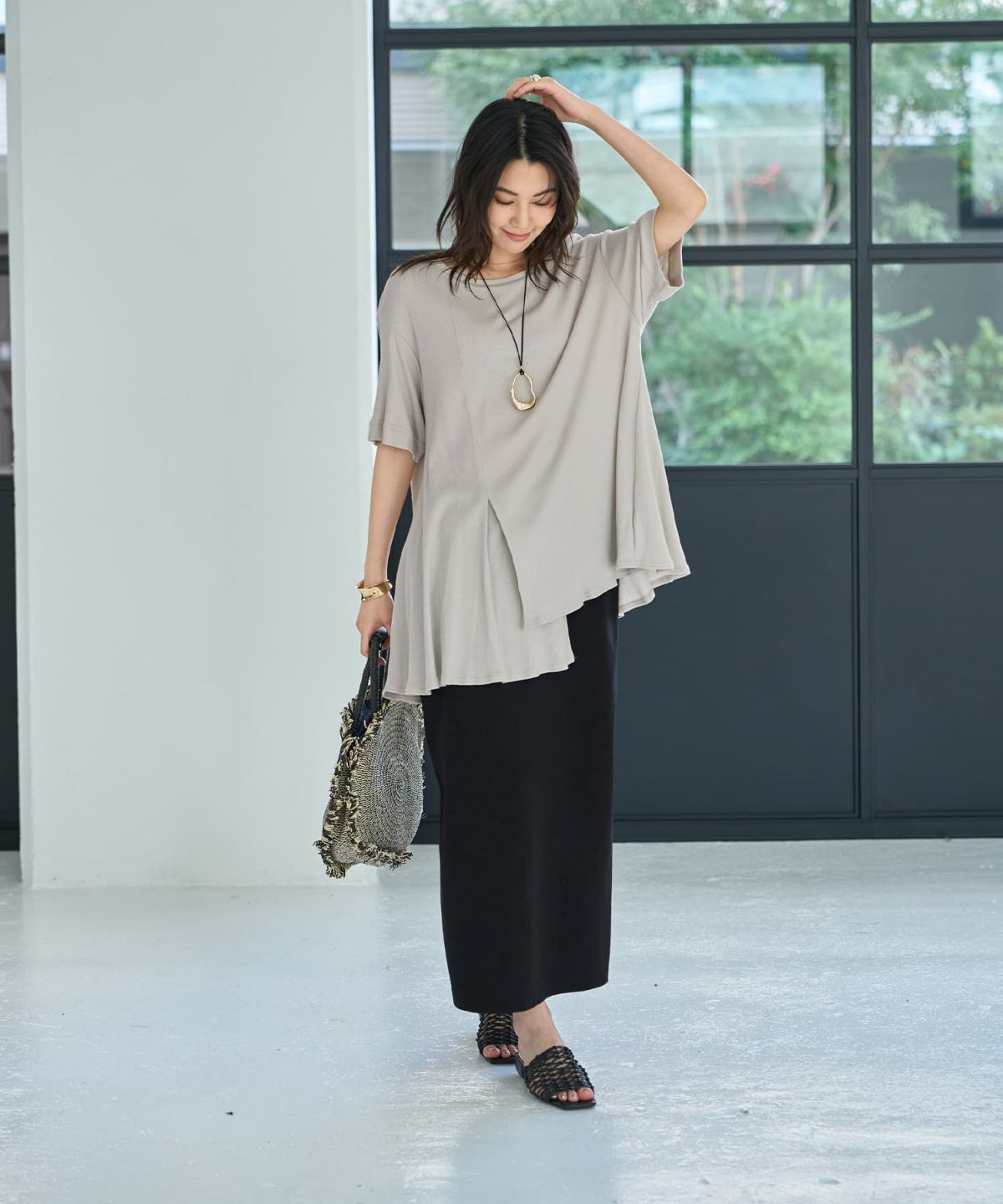 着用イメージ 167cm　グレージュ