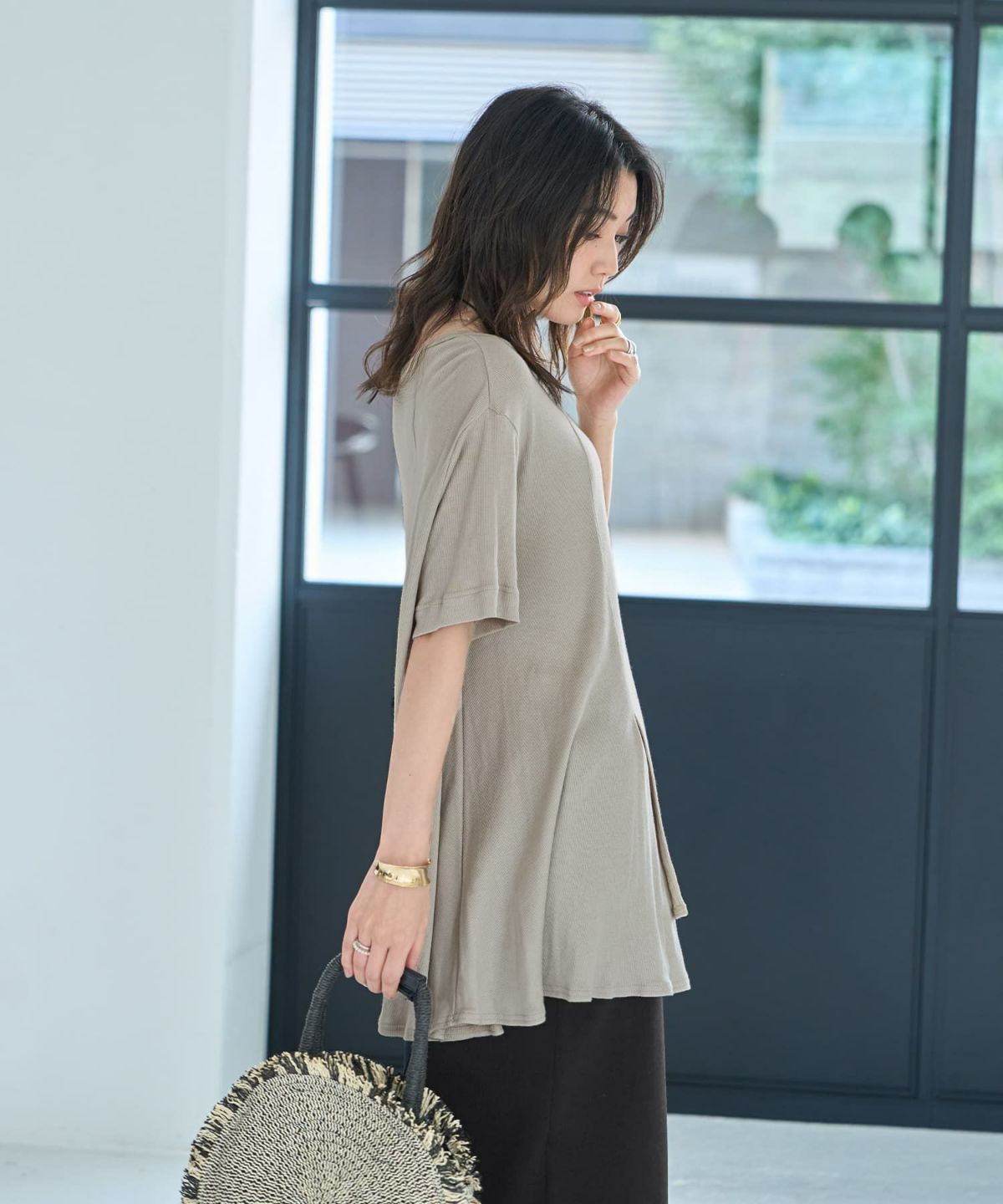 着用イメージ 167cm　グレージュ