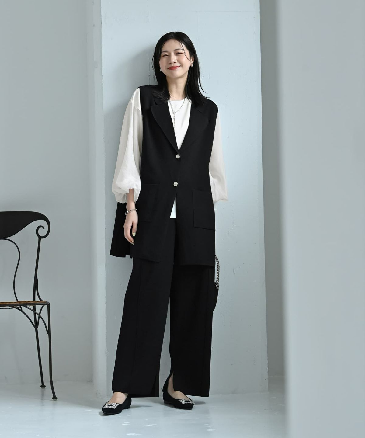 着用イメージ 172cm ブラック