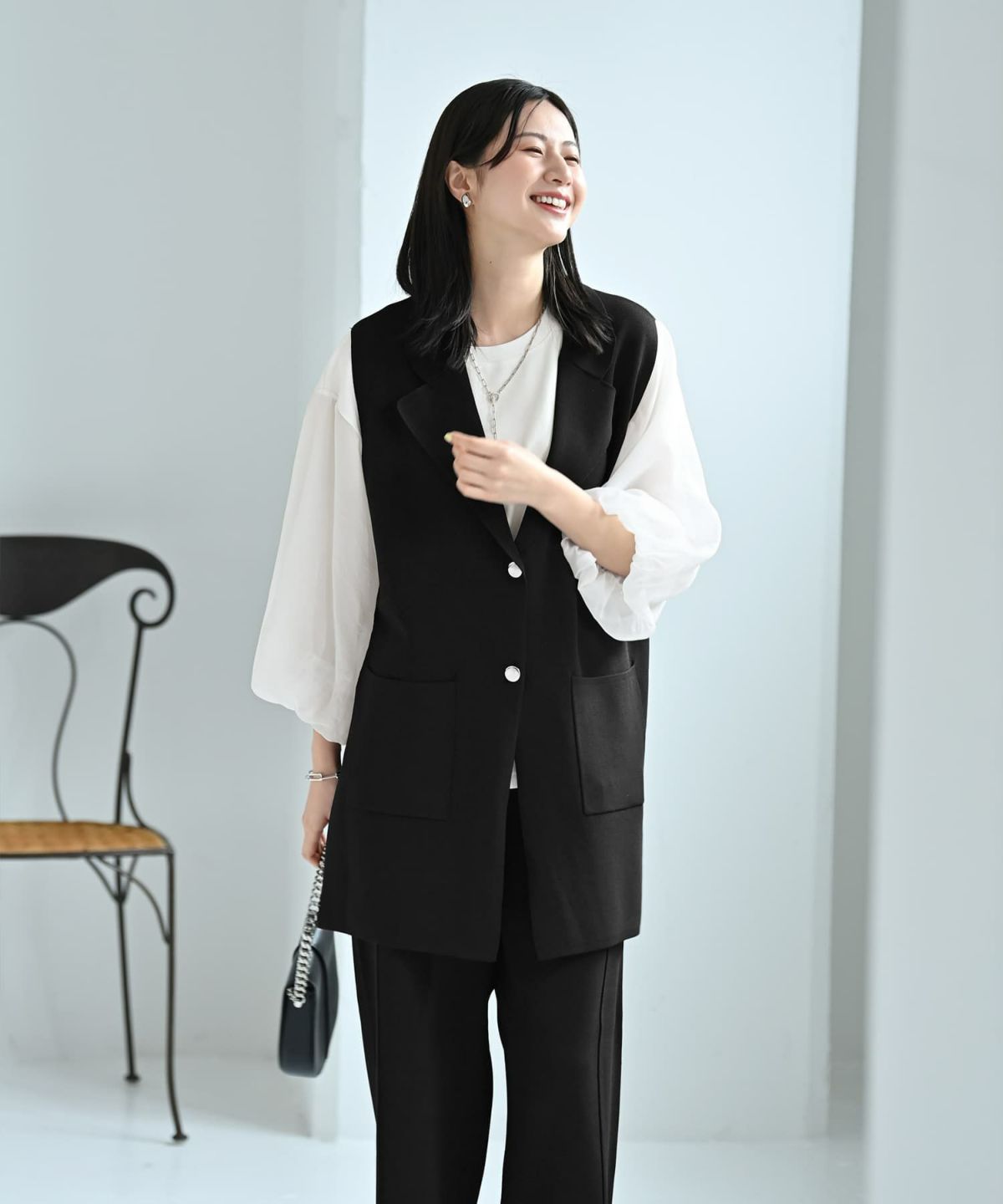 着用イメージ 172cm ブラック