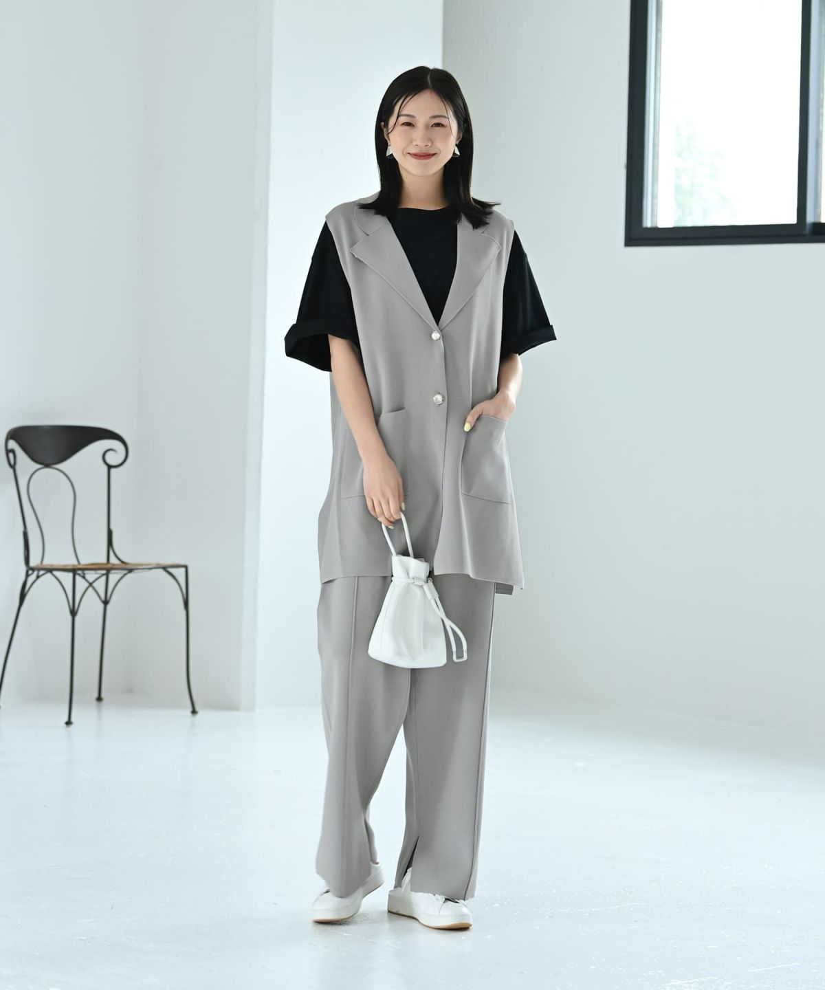 着用イメージ 172cm グレー