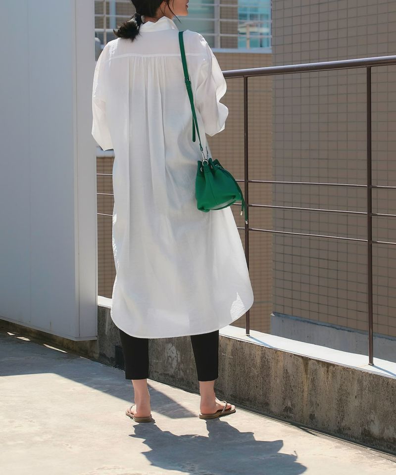 微シアー＆微光沢シワ加工シャツワンピース | おしゃれな大人