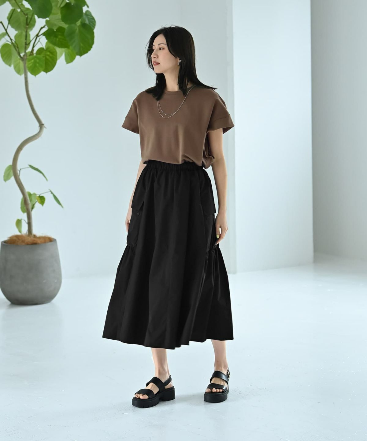 着用イメージ 172cm カーキ