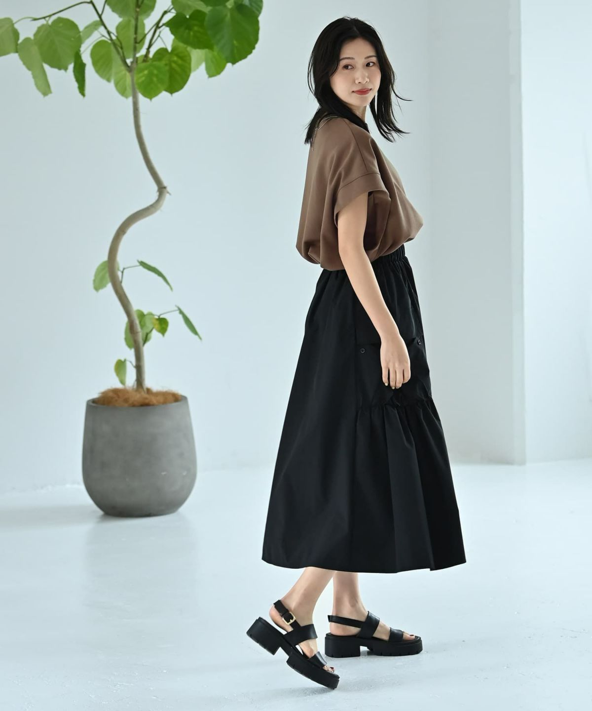 着用イメージ 172cm カーキ