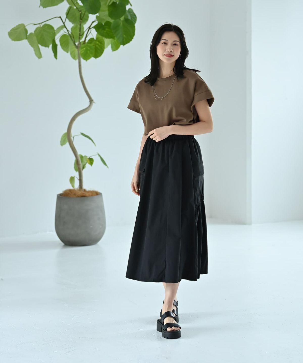 着用イメージ 172cm カーキ